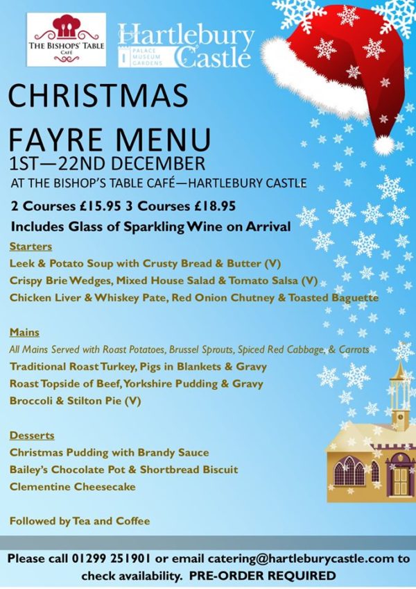 Christmas Menu Hartlebury Castle