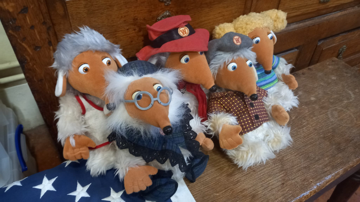 Wombles soft toys on an antiques stall