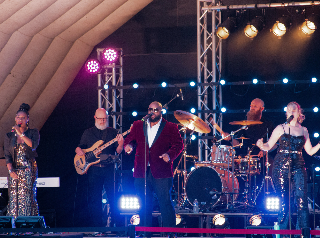 Motown tribute band performing onstage