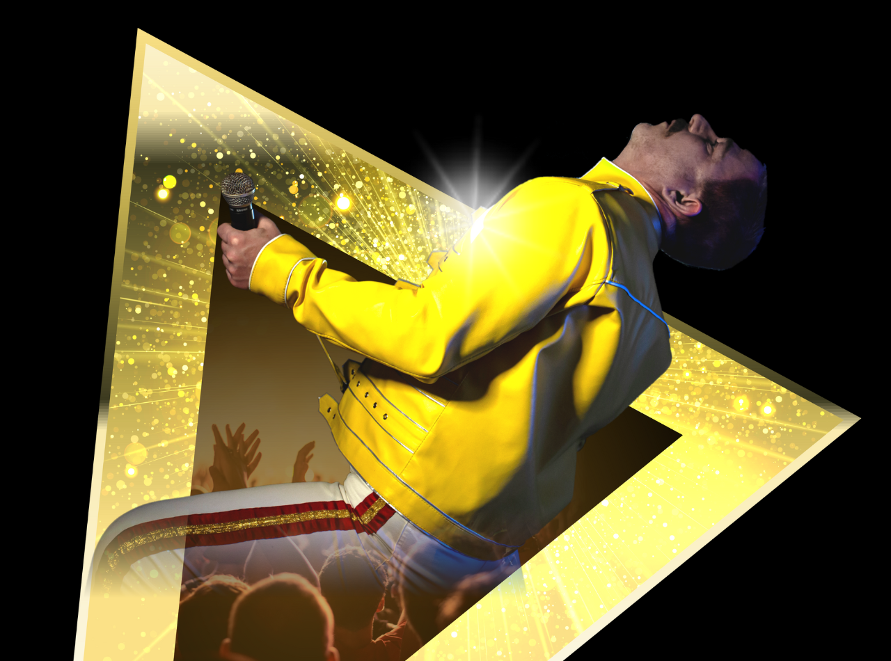 Freddie Mercury tribute in his iconic yellow jacket - as part of the Live Queen Experience