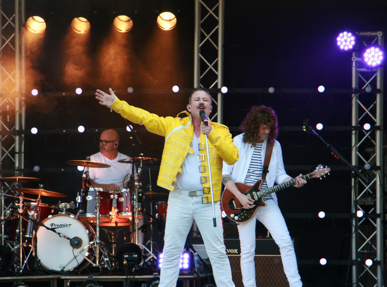 Queen tribute band performing onstage