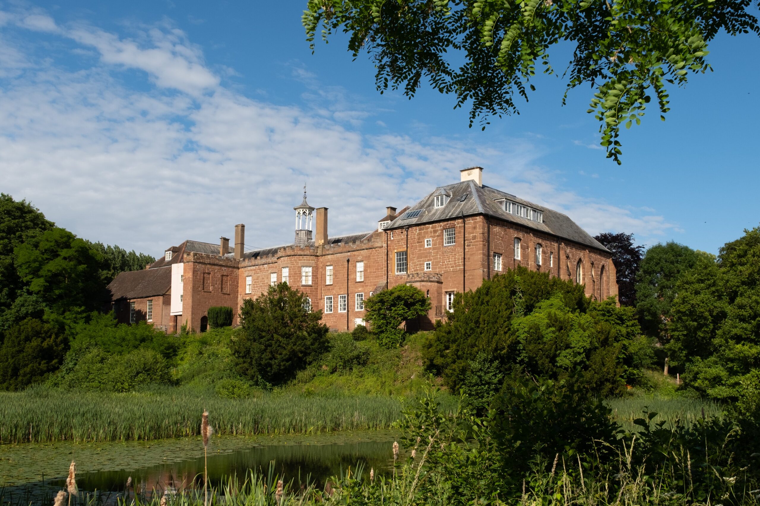 View of Hartlebury Castle across the moat