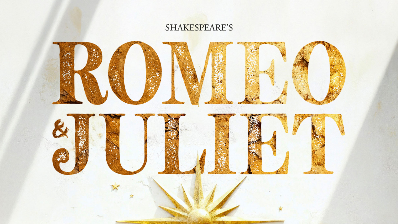 Shakespeare's Romeo and Juliet banner with part of a gold star in the background